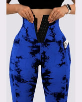 Panel Tie Dye LeggingsWomen's Panel Tie Dye Leggings with Pockets European and American Pant